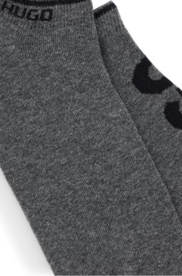 Two-pack of ankle socks with logos, Grey
