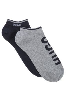 Hugo Boss Two-pack Of Ankle Socks With Logos In Dark Blue