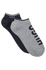 Two-pack of ankle socks with logos, Dark Blue