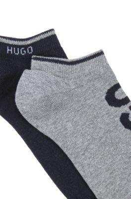Two-pack of ankle socks with logos, Dark Blue