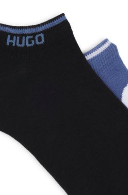 Two-pack of ankle socks with logos, Light Blue