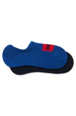 Two-pack of invisible socks with woven logo patch, Blue