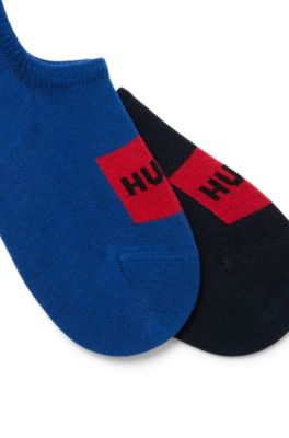 Two-pack of invisible socks with woven logo patch, Blue