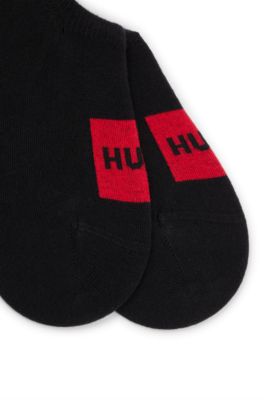 Two-pack of invisible socks with red logo labels, Black