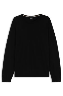 Hugo Boss Slim-fit Sweater In Virgin Wool In Black