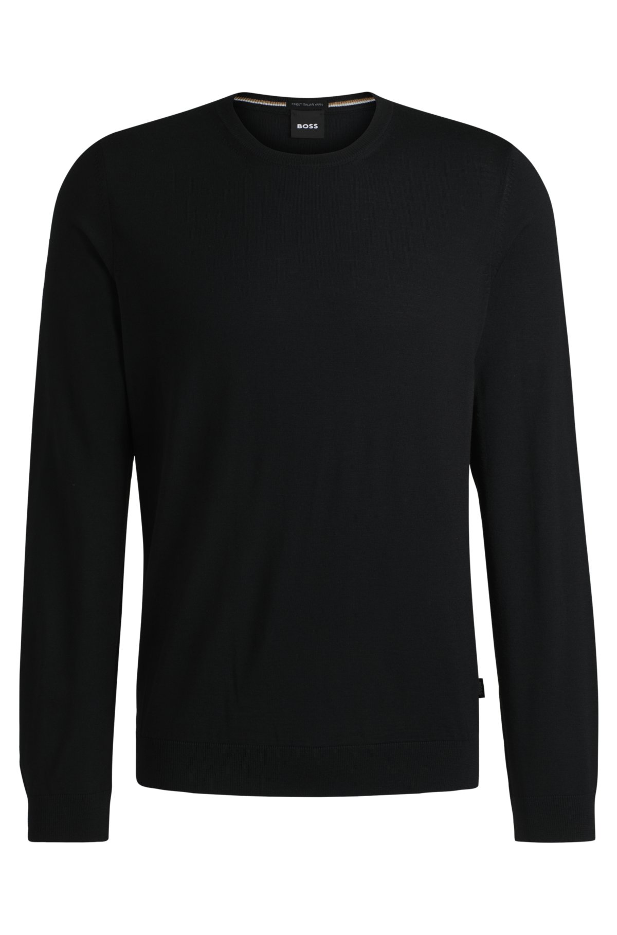 Slim-fit sweater in virgin wool, Black