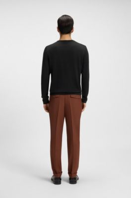 Merino-wool sweater in a slim fit, Black
