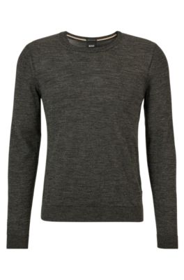 Hugo Boss Slim-fit Sweater In Virgin Wool In Black