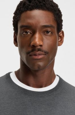 Merino-wool sweater in a slim fit, Grey