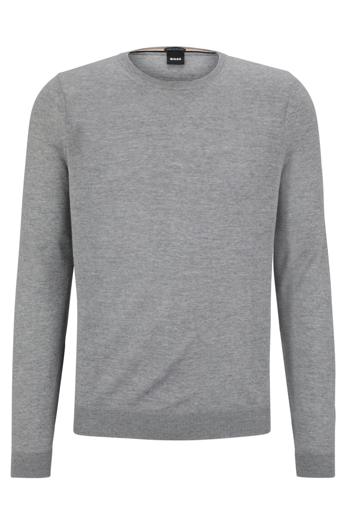 Slim-fit sweater in virgin wool, Silver