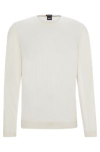 Slim-fit sweater in virgin wool with crew neckline, White