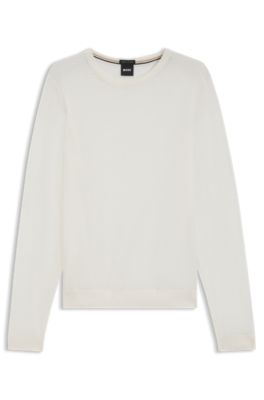 Slim-fit sweater in merino wool, White