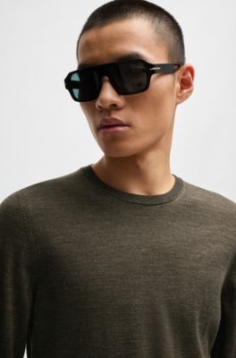 Pull Slim en laine m&eacute;rinos, Chaux