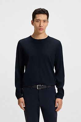 BOSS Slim fit sweater in virgin wool with crew neckline