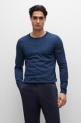 Slim-fit sweater in virgin wool with crew neckline, Blue