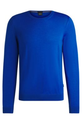 Merino-wool sweater in a slim fit, Blue