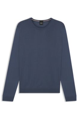 Slim-fit sweater in merino wool, Light Blue