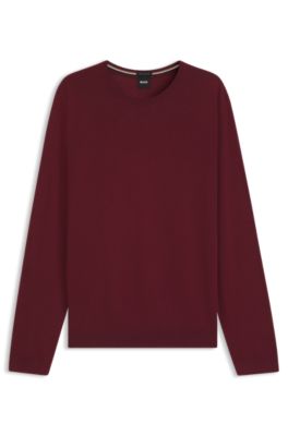 Merino-wool sweater in a slim fit, Dark Red