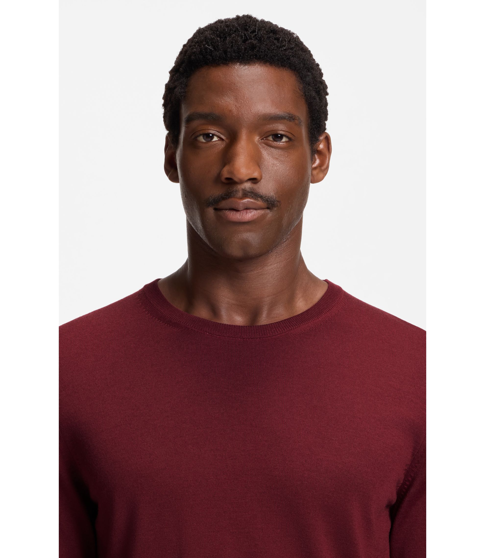 BOSS - Slim-fit sweater in merino wool - Dark Red