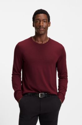 Pull Slim en laine m&eacute;rinos, Rouge sombre
