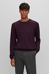 Slim-fit sweater in virgin wool, Dark Red