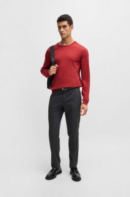 Pull Slim en laine m&eacute;rinos, Rouge