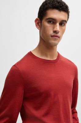 Pull Slim en laine m&eacute;rinos, Rouge