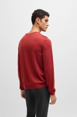 Pull Slim en laine m&eacute;rinos, Rouge
