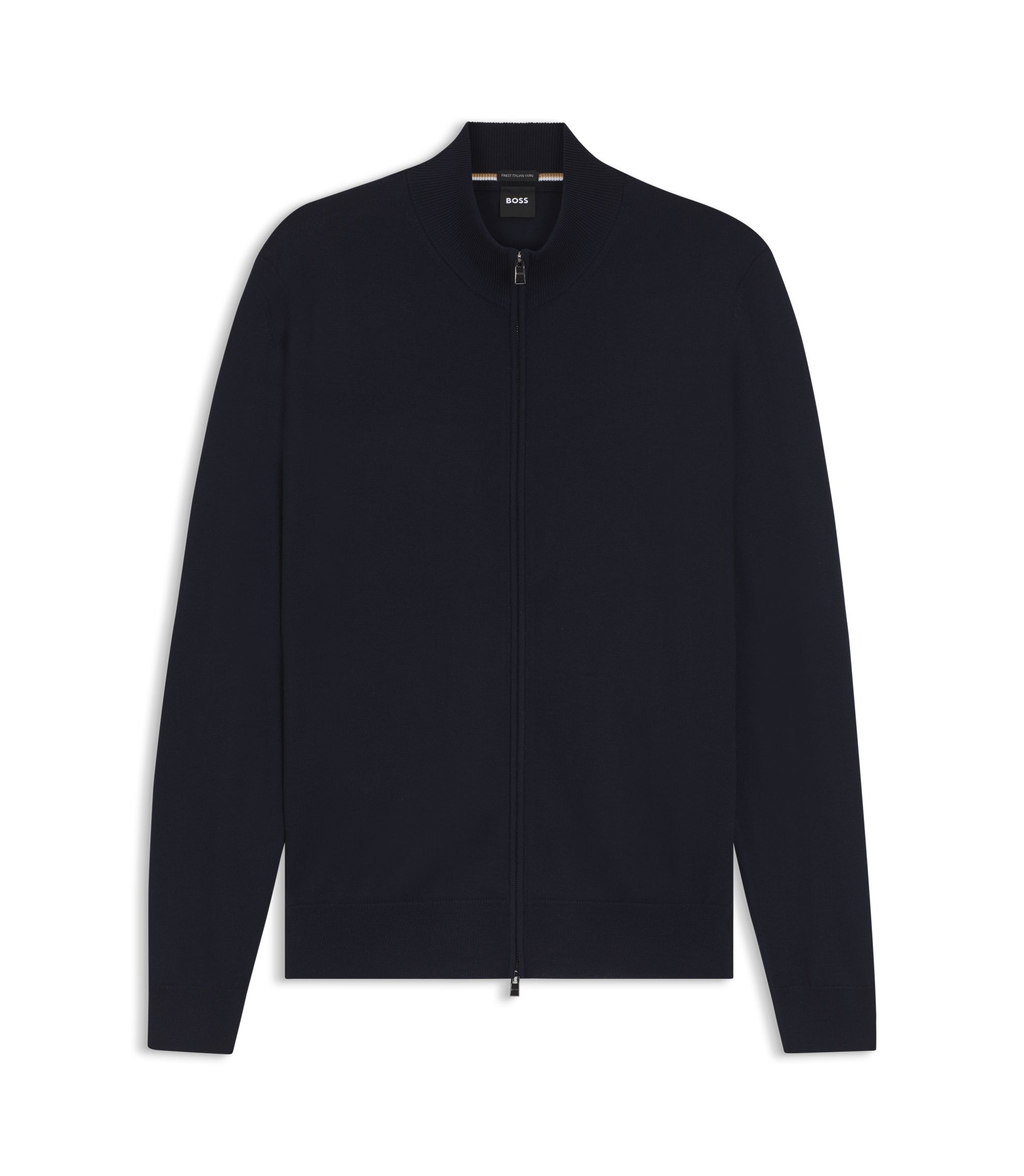 BOSS - Knitted cardigan in virgin wool - Dark Blue