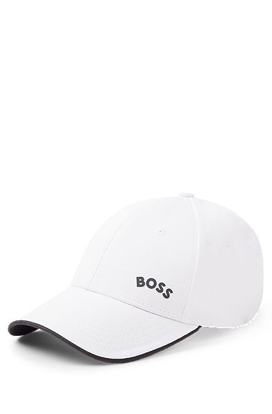 Cotton-twill cap with curved logo, White
