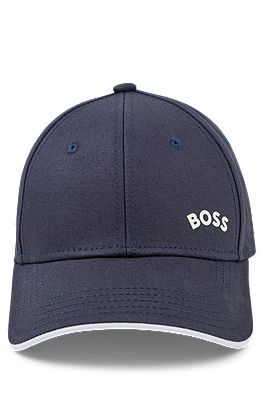 BOSS - Cotton-piqué cap with contrast logo and signature tape