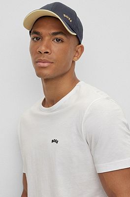 BOSS - Cotton-piqué cap with contrast logo and signature tape