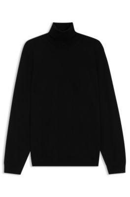 Hugo Boss Slim-fit Rollneck Sweater In Virgin Wool In Black