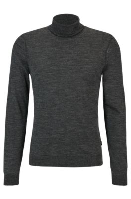 Hugo Boss Slim-fit Rollneck Sweater In Virgin Wool In Black