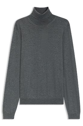 Regular-fit roll-neck sweater in mercerized virgin wool
