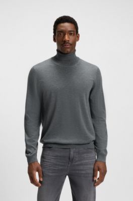 Merino-wool rollneck sweater in a slim fit, Grey