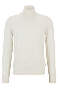 Slim-fit rollneck sweater in wool, White