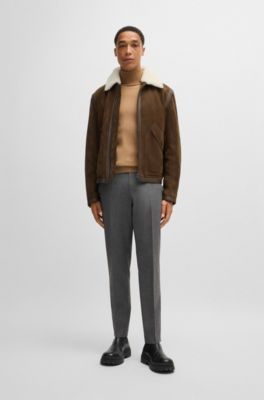 Pull Slim &agrave; col roul&eacute; en laine m&eacute;rinos extra fine, Beige