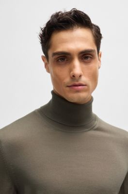 Jersey slim fit de cuello vuelto en lana merina extrafina, Cal