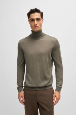 Jersey slim fit de cuello vuelto en lana merina extrafina, Cal