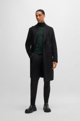 Pull Slim &agrave; col roul&eacute; en laine m&eacute;rinos extra fine, Chaux