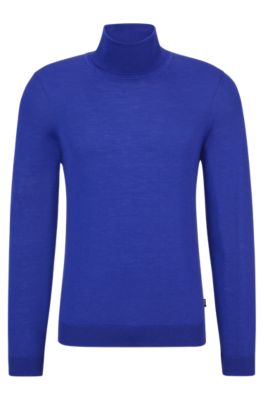 Hugo Boss Slim-fit Rollneck Sweater In Virgin Wool In Dark Purple