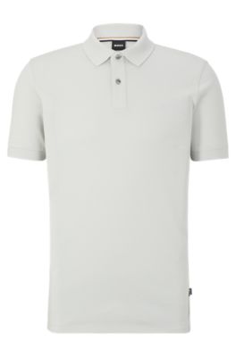 Hugo Boss Polo Shirt With Embroidered Logo In Light Grey