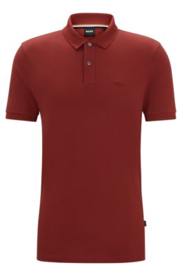 Hugo Boss Pallas Cotton Polo Shirt With Embroidered Logo In Light Brown