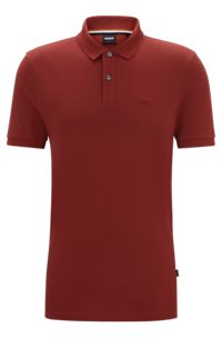 Cotton polo shirt with embroidered logo, Light Brown