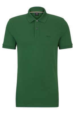 Hugo Boss Polo Shirt With Embroidered Logo In Light Green