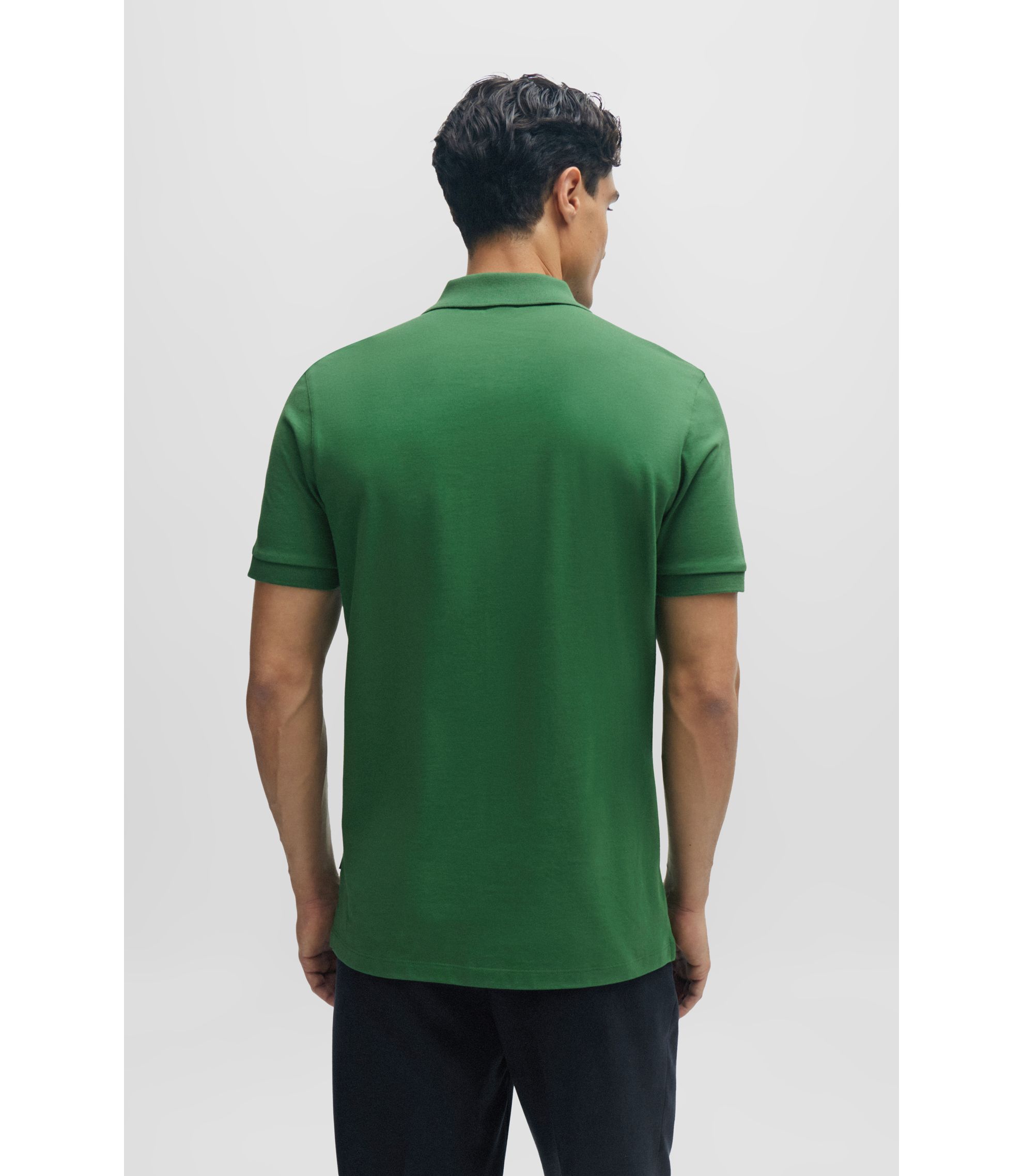 BOSS Pallas Cotton polo shirt with embroidered logo Light Green