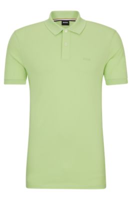 Hugo Boss Polo Shirt With Embroidered Logo In Light Green