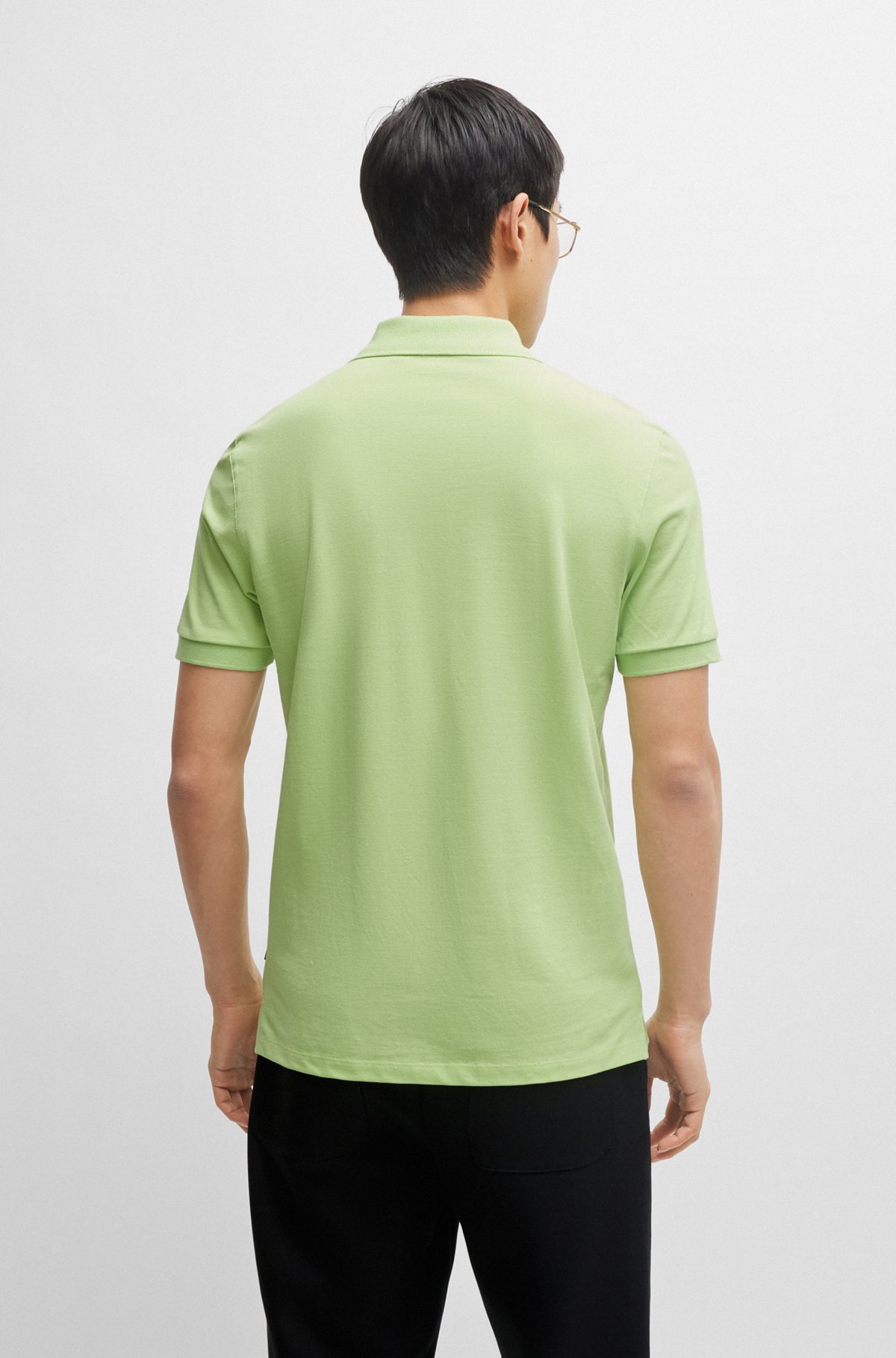 Cotton polo shirt with embroidered logo, Light Green