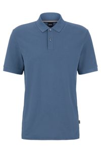 Cotton polo shirt with embroidered logo, Blue